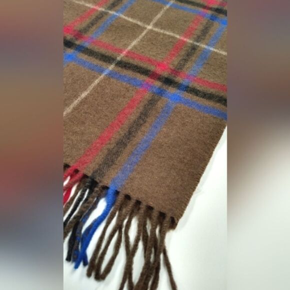 Cashmere Wool Fringe Winter Scarf Plaid - Picture 5 of 12